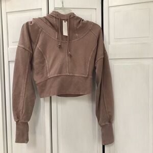 Anthropologie Daily Practice NWT, cotton mix, hooded crop. Dusty rose- M